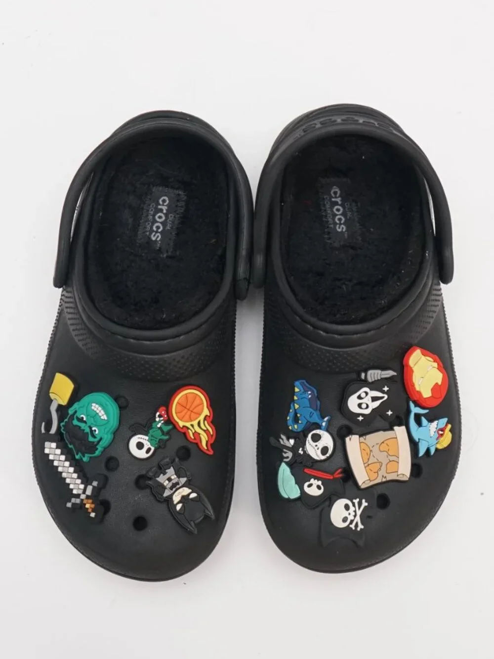 Crocs Kids Size J1  Black Clog Shoes With Croc Charms